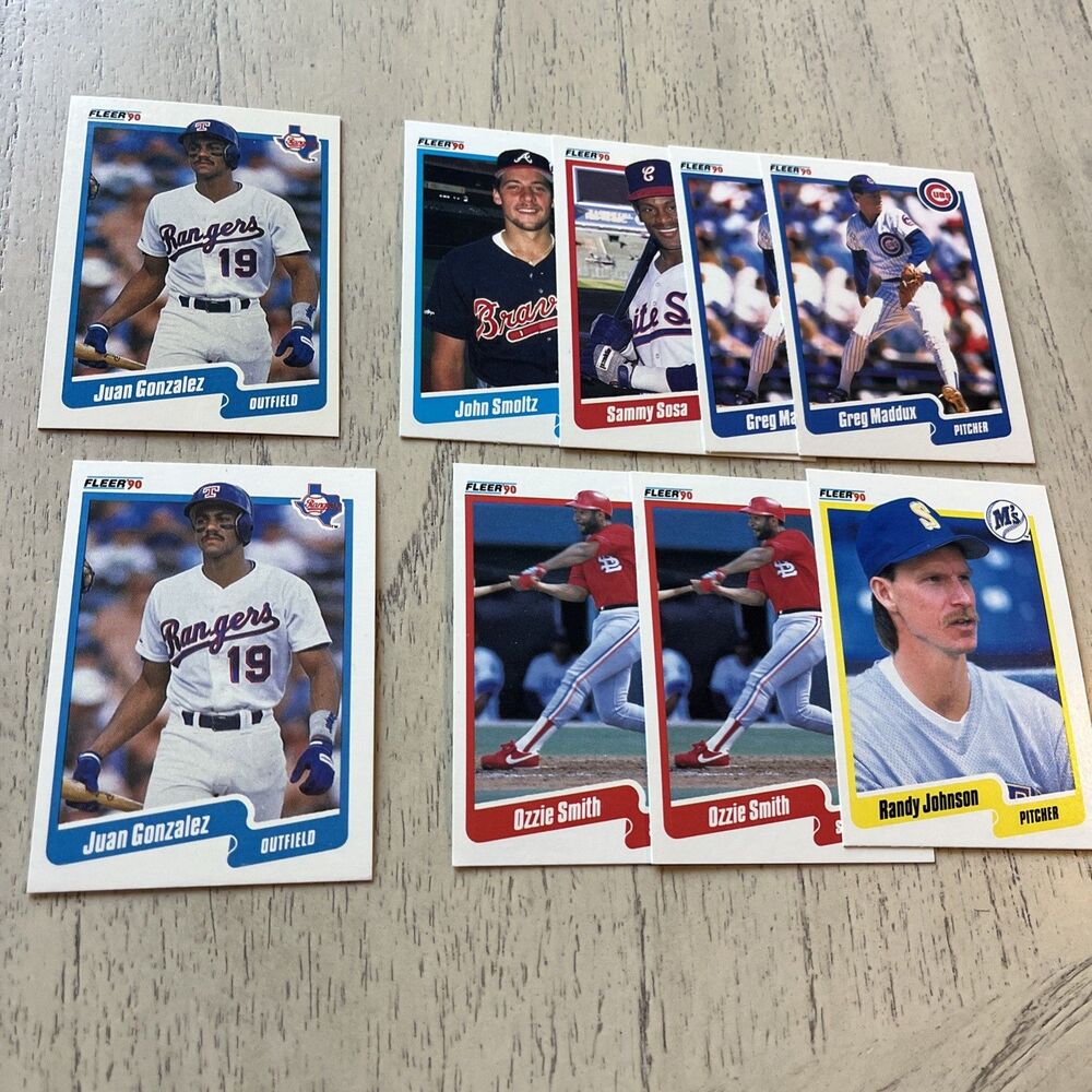 1990 Fleer M/M Lot of HOF’s, All Stars +2 Rookie Juan Gonzalez (9 Cards) Mint/NM